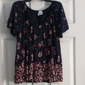 Siren Lily Navy Floral Blouse